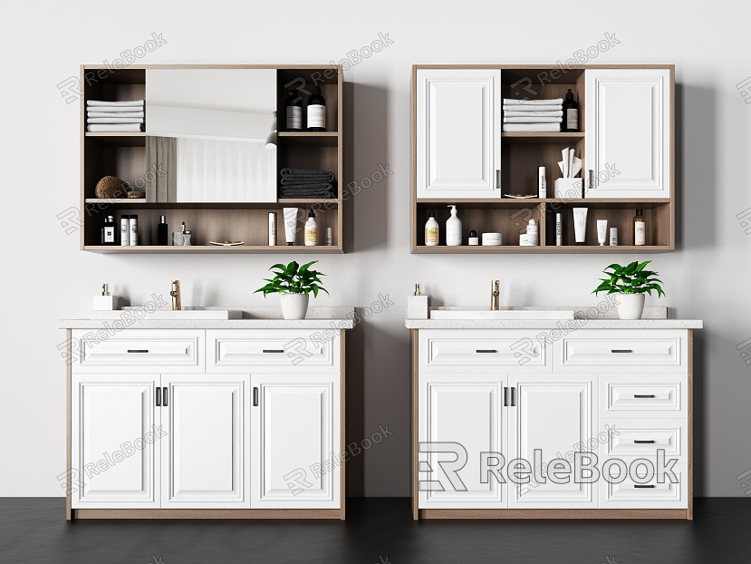 Nordic Bathroom Cabinet Combination model