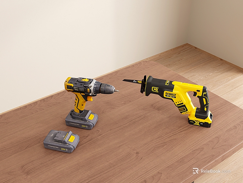 Cordless Power Drill And Battery Set Essential Hardware Tools For DIY Projects 3d model 