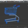 Durable Commercial Shopping Cart With Metal Frame Red Handles Bottom Shelf And Wheels