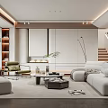 Modern Minimalist Living Room Interior Design With Sofa Coffee Table Armchair And Plants