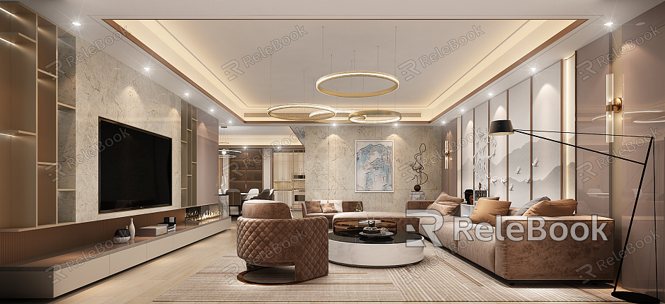 Light luxury guest dining room living room wood floor model