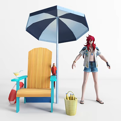 Modern game character seaside character 3d model