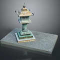 Traditional Ancient Style Bronze Decorative Lantern With Stone Base And Ornate Top