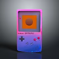 Nintendo Game Boy Handheld Electronic Gaming Console With Gradient Pink Purple Design And Orange Screen