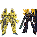 Yellow And Blue Black Mecha Robot Models With Detailed Armor And Weapons