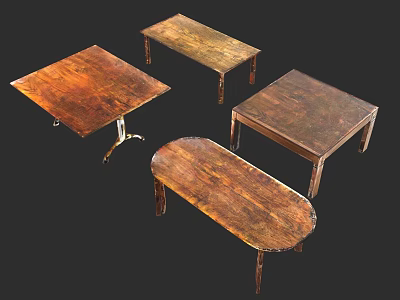 Natural Wooden Dining Tables With Various Shapes Including Rectangular Oval And Square 3d model