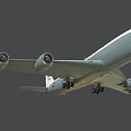 US Air Force Airplane With Four Engines Long Wings Side View Blue Gray White Exterior