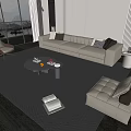 Modern sofa coffee table combination 3d model