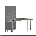 Modern White L Shaped Office Desk With Partition And Metal Frame Design