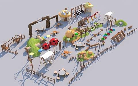 Modern Amusement Equipment Wooden Children's Amusement Equipment Wooden Stakes Swing 3d model