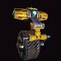 Yellow Mechanical Robot Character With Blue Eye And Detailed Gear Structure Design