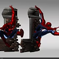 Spider Man Leaping From Broken Brick Wall With Stone Pillars Structure 3d model