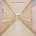 Modern Nurse Station Interior Setup With Wooden Counter Yellow Accents Display Screen And Seats