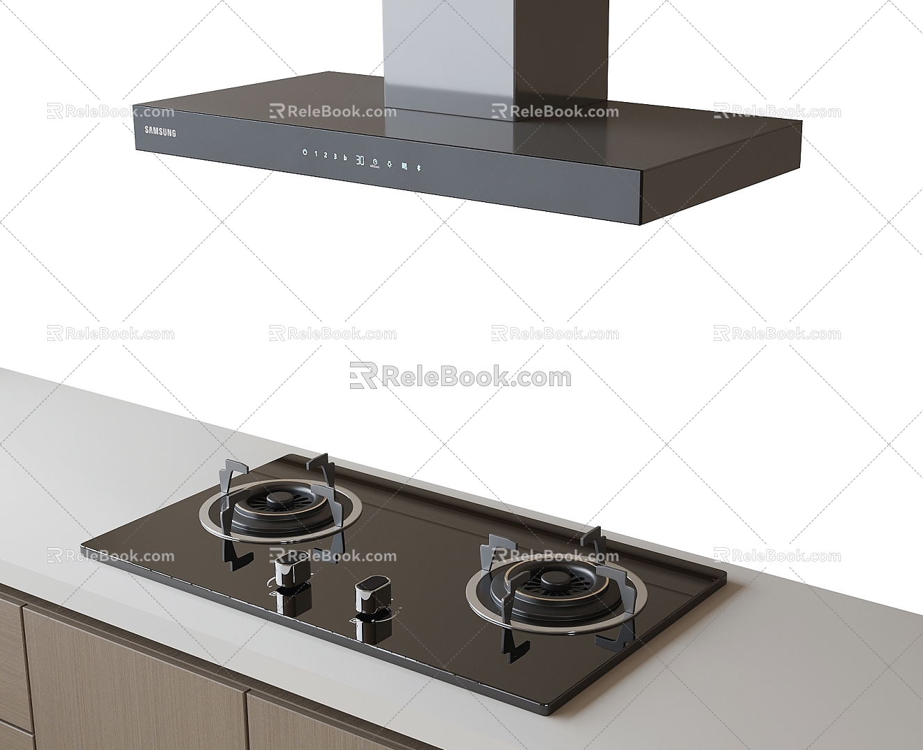 Range Hood Gas Stove Kitchen Appliances Stove 3d model