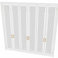 Modern White Dresser With Linear Design Pattern And Golden Handles