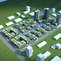 Modern Industrial Factory Complex Featuring Green Roofs in Urban Industrial Park Layout