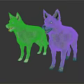 Two Wolves Standing With Light Brown And Dark Gray Fur On White Background 3d model