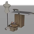 Modern Model Stool Basket Sewing Machine Ornaments Thin Thread Silk Thread Reel Thread 3d model