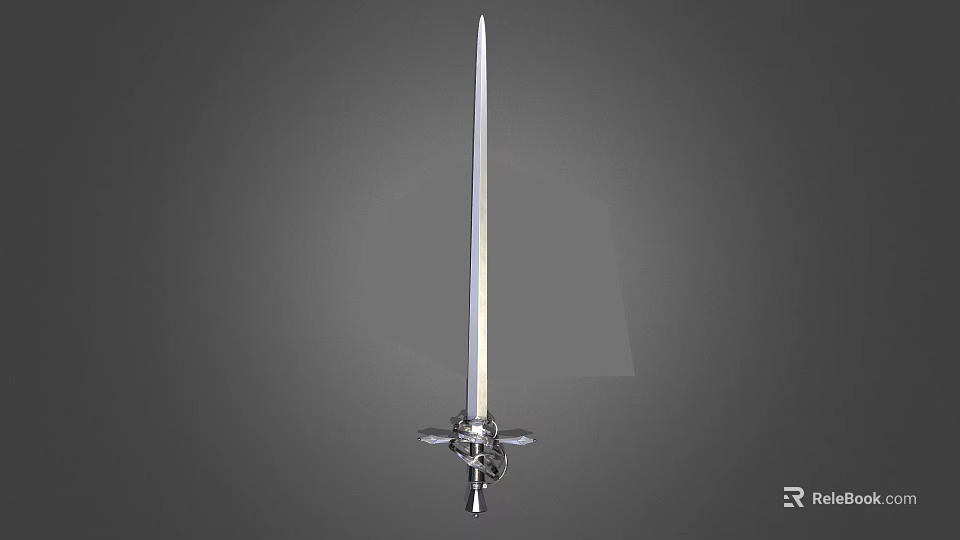 Silver Decorative Sword Inspired Fashion Accessory For Clothing Design 3d model 