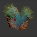 Natural Handwoven Wicker Basket Filled With Dry Grass For Daily Use