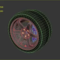 Car Tire With Silver Wheel Rim And Purple Brake Caliper Design