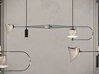 Modern Contemporary Chandelier With Metal Structure And Unique Fabric Shades For Interior Decoration 3d model