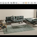 Patterned Sofa And Coffee Table Set With Marble Top Metal Frame And Area Rug 3d model