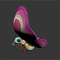 Animated Game Movie Character With Pink Wings White Patterns Blue Body And Orange Legs