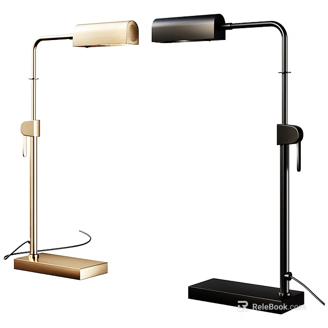 Modern Gold and Black Table Lamp with Adjustable Arm and Metal Base Design 3d model 