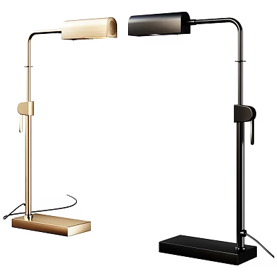 Modern Gold and Black Table Lamp with Adjustable Arm and Metal Base Design 3d model