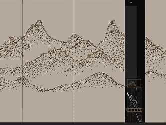 New Chinese Background Wall Mountain Wall Rockery Device Hanging Decorations Background Wall 3d model