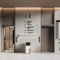 Modern Elevator Lobby With 1F Sign Elevators Directional Signs And Plant 3d model