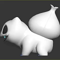 Cute White Creature Character Featuring Big Tail Black Eyes And Blue Feet