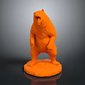 Vibrant Orange Standing Bear Statue With Open Mouth On Textured Base