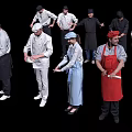 Group of Professional Chefs Preparing Food With Various Kitchen Utensils And Uniforms