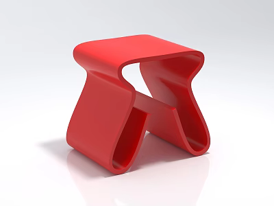 Modern Red Stool Featuring Unique Curved Structure And Contemporary Design 3d model