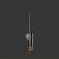 Medieval Historical Weapons Collection Featuring Shield Sword Axe Helmet And Wooden Box