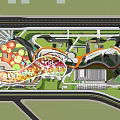 Commercial Landscape Plan With Green Spaces Pedestrian Walkways And Modern Buildings