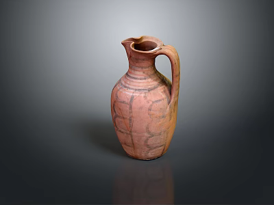 Ancient Terracotta Pitcher Sculpture With Detailed Hand Carved Decorative Patterns 3d model