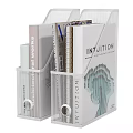 Mesh Decorative Ornament Set For Office Desktop With Pen Holder File Rack Clock Trash Bin