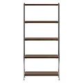 Modern Minimalist Multi Tier Wooden Storage Shelf With Thin Metal Frame For Home Organization
