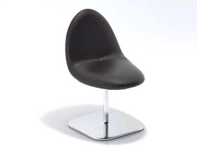 Modern Black Leather Leisure Chair With Streamlined Design And Silver Metal Square Base 3d model