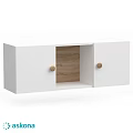 Modern Beige Fabric Loveseat With Wooden Legs And Simple Backrest Design