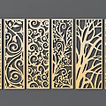 Multiple Decorative Screens with Intricate Carved Swirls and Tree Branch Patterns