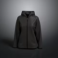 Black Hooded Jacket With Full Zipper And Comfortable Casual Design 3d model