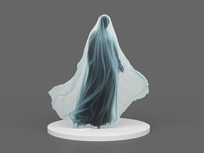 Mystical Game And Movie Character With Flowing Transparent Hooded Cloak 3d model