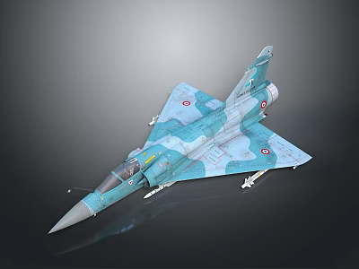 Scale Blue Green Camouflage Fighter Jet Model With Missiles In Aerospace 3d model