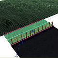 Black Metal Road Guardrail Along Sidewalk With Green Grass And Yellow Line