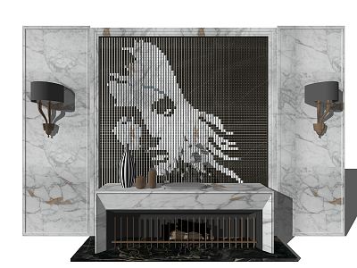 Modern background wall living room stone background wall mosaic decorative painting wall lamp model