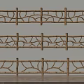 Decorative Three Bamboo Railings with Intricate Woven Pattern Indoor Use 3d model